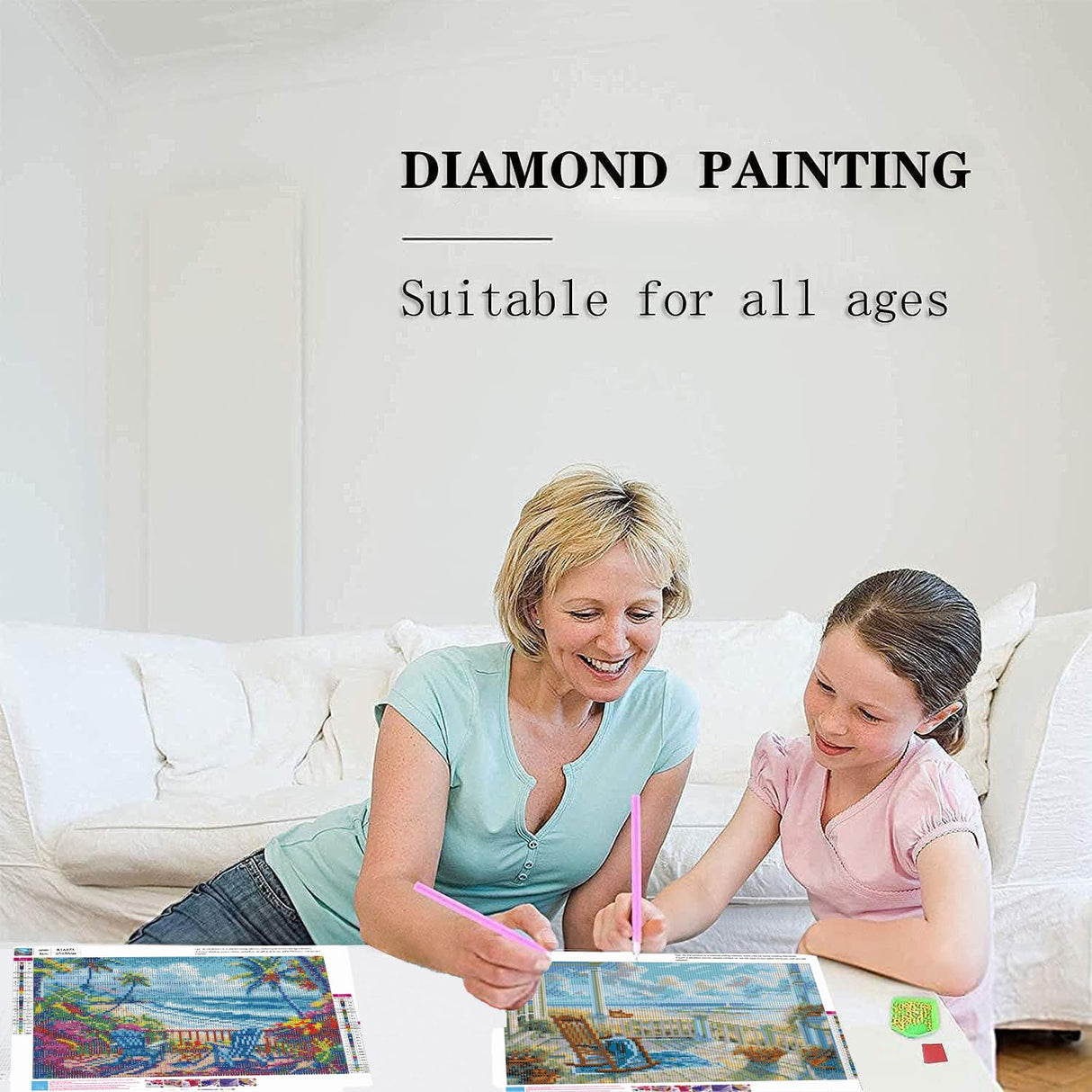 Tiwabb 3 Pack Beach Leisure Diamond Art Kits for Adults Beginners,Diamond Painting Kits for Adults,5D Full Drill DIY Diamond Dot Gem Art Kit Wall Home Decor Arts Craft 12x16 inch Tiwabb
