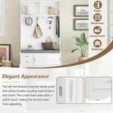 Merax Farmhouse Wood Hall Tree with Bench and Storage Drawers, 4-in-1 Coat Rack with 6 Hooks for Entrance, Hallway White Merax