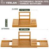 Yirilan Bamboo Bathtub Tray, Expandable Bathroom Tray, Waterproof Tray Caddy, Perfect Bath Caddy for Home Spa, Gift for Loved Ones, Bamboo Yirilan