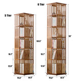 Lebolna 360° Bamboo Rotating Bookshelf Tower - 6 Tier Floor Standing Corner Shelf in Brown Lebolna