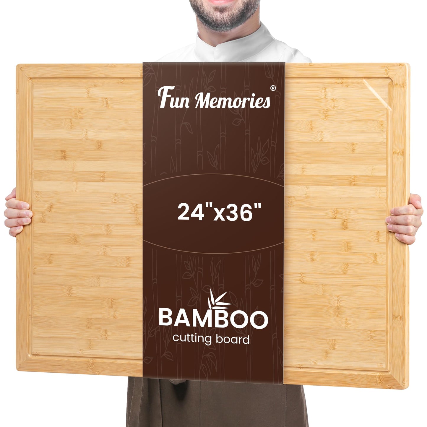 36x 24 Extra Large Bamboo Cutting Board for Kitchen, Cutting Board Stove Top Cover, Butcher Block Chopping Board with Handle and Juice Groove, Large Charcuterie Board- Natural