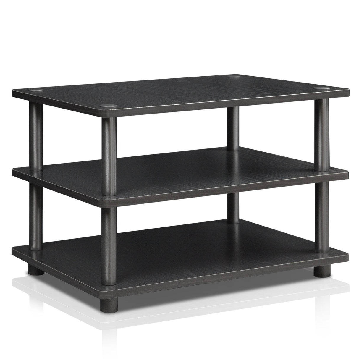 FURINNO Turn-N-Tube Easy Assembly 3-Tier Corner TV Stand, Blackwood/Black Furinno