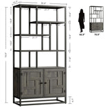 IRONCK Bookshelves and Bookcases, 71inch 6 Tiers Tall Bookcase with Storage Cabinet, 35.4in Wide Book Shelf with Doors and Adjustable Shelves, Industrial Bookshelf for Home Office, Living Room IRONCK