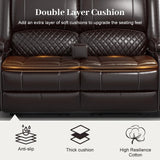 Yolsali Loveseat Recliner Sofa, Manual Reclining Loveseat with Removable Armrest, Faux Leather Recliner Loveseat for Adults with 2-Tier Cushions, USB Charging Ports, Cup Holders - Brown Yolsali