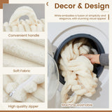 Honeydak Fluffy Stuffed Animal Storage Bean Bag Chair Cover (No Filler) Comfy Bean Bag Cover Without Filling or Home Bedroom Decor Organizing Plush Doll Textile Holder(White,L) Honeydak