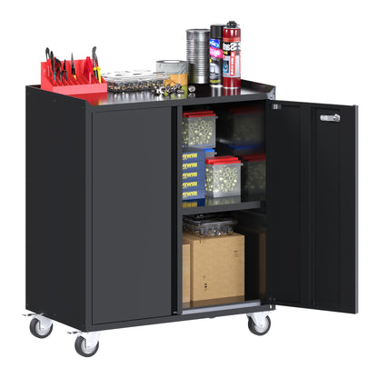 JAORD Metal Storage Cabinet on Wheels, Tool Cabinets for Garage, Garage Rolling Cabinet, Roling Garage Storage Cabinet, Lockable Storage Cabinet with Wheels for Home, Office, Assembly Require - WoodArtSupply