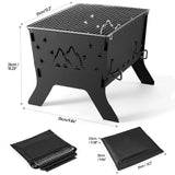 Odoland Camping Grill Portable Folding Charcoal Grills Backpacking BBQ Grill Campfire Grill with Carry Bag for Outdoor Cooking Hiking and Picnic Odoland