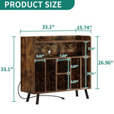 YITAHOME Record Player Stand with Power Outlets and LED Lights Holds Up to 130 Albums, Record Player Table with Storage, Vinyl Record Storage with Solid Legs for Living Room, Bedroom, Brown YITAHOME