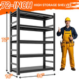 Notmise Garage Shelving Unit, Heavy Duty Metal Shelves, 5-Tier Adjustable Storage Shelf, Industrial Shelving Unit, 3000Lbs, for Warehouse, Basement, and Garage, with Fence 72" H x 15.7" D x 35.4" W Notmise