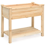 S AFSTAR Raised Garden Bed with Storage Shelf, Elevated Cedar Wood Planter Box with Legs, Outdoor Gardening Planting Bed for Vegetables Flower Herb Grow, Great for Backyard Patio Lawn S AFSTAR
