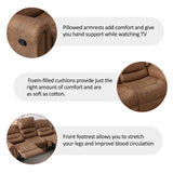 CANMOV Faux Leather Manual Recliner Sofa Set, Manual Recliner Chair, Reclining Loveseat and 3-Seat Sofa for Living Room,Bedroom Furniture, Office,Nut Brown CANMOV