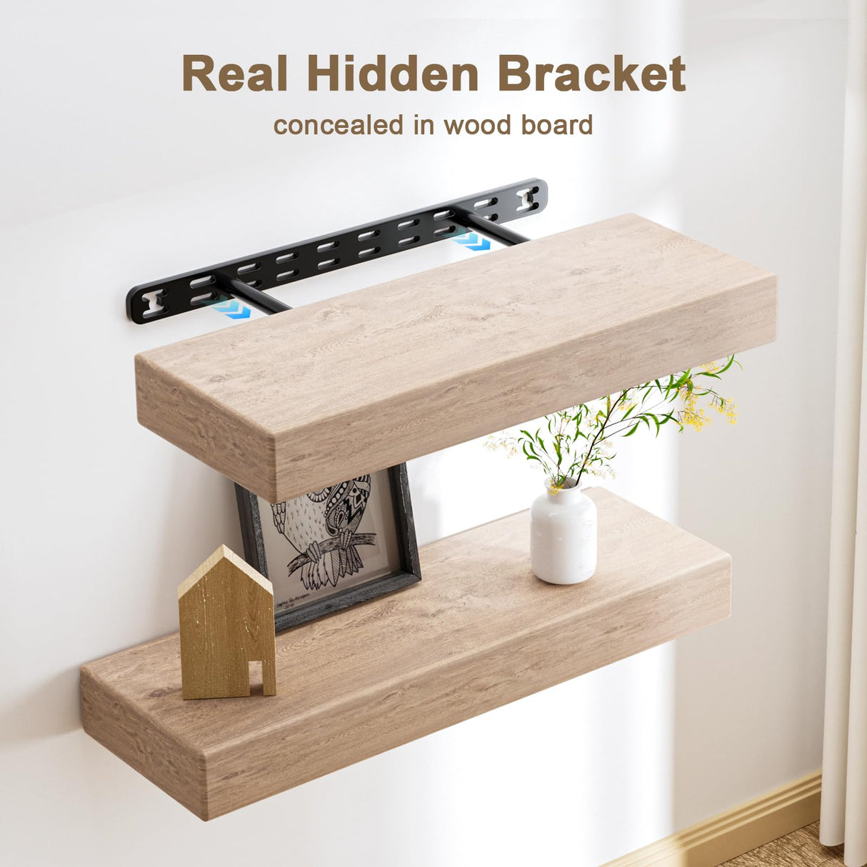 Floating Shelf Bracket Heavy Duty,Decorative Floating Shelf Hardware Hidden Black Metal Fireplace Mantel Brackets (43"X6"X1.0") Craftersmark