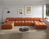JACH U-Shaped Modular Sectional Couch, 138"" Minimalist Velvet Sofas, Convertible Couches, Mid-Century Modern Sectional Sofa with Chaise Ottomans for Living Room Apartment (Orange), 105OR-U-U JACH