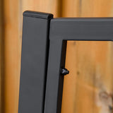 Outsunny 50" Outdoor Bench, Metal Garden Bench with V-Shaped Pattern Backrest, Porch Bench with Slatted Seat for Park, Yard, Lawn, Black Outsunny