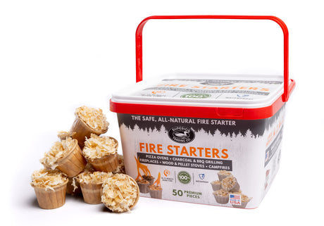 Superior Trading Fire Starter Pods in Plastic Bucket - Fire Starters for Campfires, BBQ, Grill, Pit, Wood Stove & Charcoal Starter, 15-20-Min Burn, 50 Extra Large Pods, USA Made, Brown, 3 Lbs Superior Trading Co.