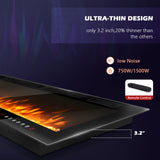 VENDORZ Electic Fireplace, 60" Recessed and Wall Mounted Electric Fireplace, Ultra-Thin Electric Fireplace Inserts Heater, 750W/1500W Fire Places Insert and Wall Electric Fireplace with Remote Control VENDORZ