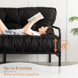 YOSHOOT 8 Inches Futon Mattress Full Size, Thick Futons Sofa Couch Bed, Floor Mattress for Adults, Shredded Foam Filling, Medium Firm(Frame Not Included), Black YOSHOOT
