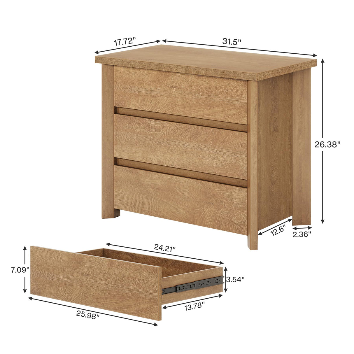 Tribesigns Nightstands Set of 2, 32-Inch Wide Night Stand with Storage Drawers for Living Room, Bedroom, Rustic Brown (2PCS) Tribesigns