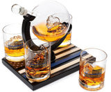 Police Officers Decanter - Whiskey and Wine Set 850ml & Four 10oz Glasses, Thin Blue Line Flag Base - Law Enforcement Gifts, Police & Police Academy, Gift Set First Responders! Gifts for Dad The Wine Savant