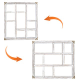 MITREL 17.7x15.7-Inch Shadow Box Display Shelf，6-Slot Rustic Floating Shelves，Larger Wood Trinket Shelf Freestanding Farmhouse Curio Shelf(6C-Rustic White) MITREL