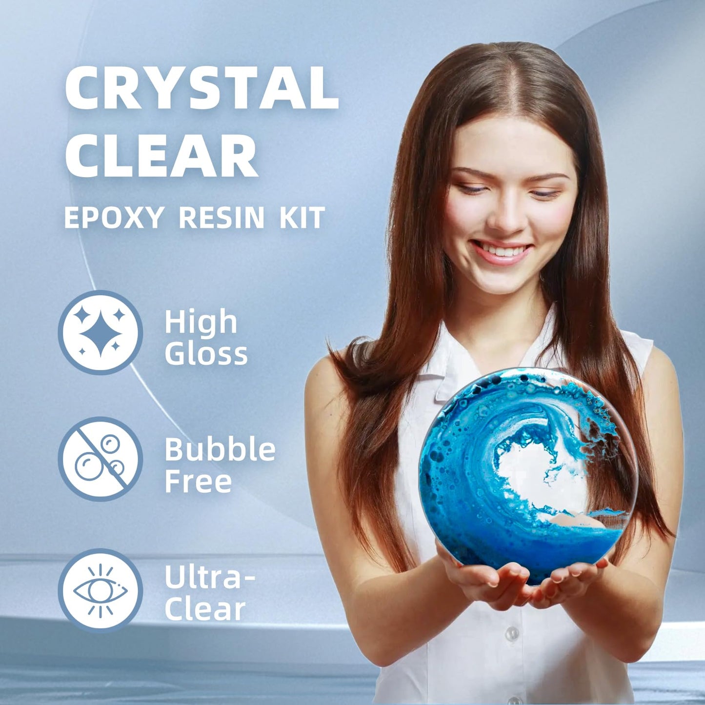 16OZ Crystal Clear Resin Kit,No Bubble & Not Yellowing Epoxy Resin for Coating, Casting, Table Top,DIY, Bar Top, River Tables, Resin Art, Wood with High Gloss Finish - WoodArtSupply