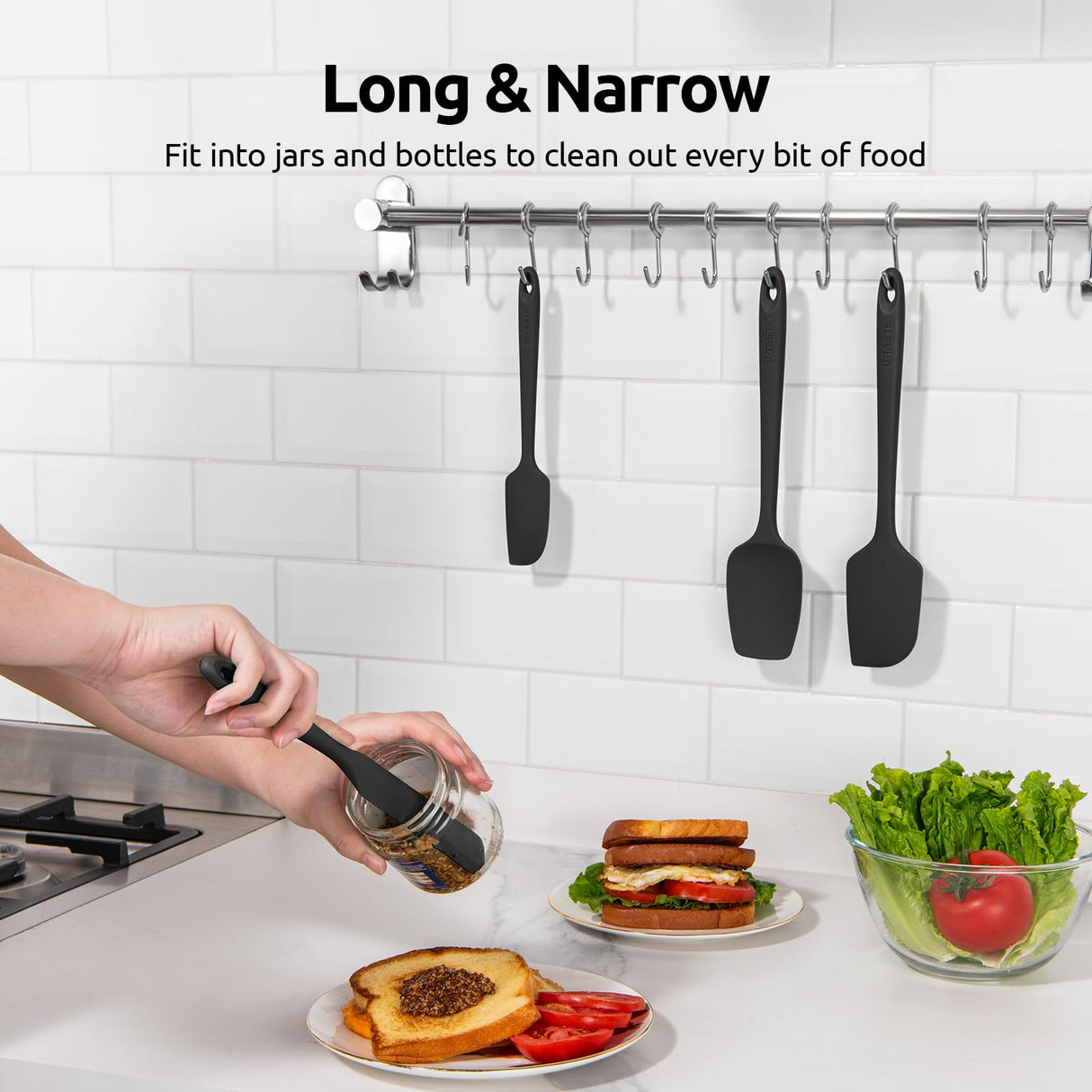 U-Taste Silicone Spatula Set with 600 Degrees Fahrenheit Heat Resistant (Black) U-Taste