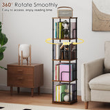 Rotating Book Shelf, 4 Tier Small Narrow Corner Bookshelf Bookcase For Small Spaces, Floor Standing Little Square Bookshelves Bookcases For Bedroom/Living Room, Sturdy, 120 Books Capacity,Retro Rustic Cidaziya