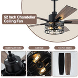 Curve Curio 52 Inch Farmhouse Ceiling Fan with Light Industrial Ceiling Fan Rustic Caged Chandelier Fan for Living Room Bedroom Patio (Black, 52 inch) Curve Curio
