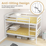 Giantex Bunk Bed Twin Over Twin, Solid Wood Detachable Bed Frame with High Guardrails & Integrated Ladder, Wooden Slatted Bunk Bed for Kids & Teens, No Box Spring Needed, White Giantex