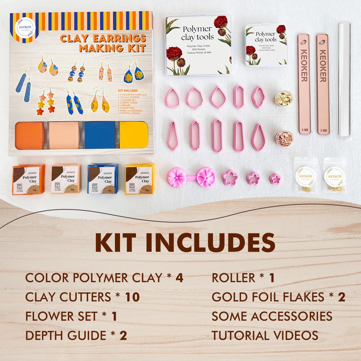 Keoker Polymer Clay Earring Making Kit, Polymer Clay Jewelry Making Kit, Great Gift, Earring Making Kit Keoker