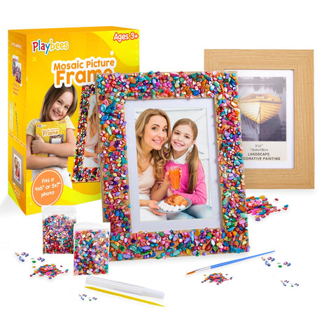 Playbees Kids Picture Frame Mosaic Craft Kit Craft DIY Arts & Crafts for Kids Frame Kit Great Birthday Gifts for 3 4 5 6 7 8 9 10 11 12 Year Old Holiday Christmas Gift for Girls Playbees