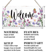 Welcome Decor Sign, Hanging Wood Sign Home Decorative, Printed Wood Wall Art Sign, Flower Welcome Sign, Yard Garden Welcome Sign, Porch Decor Sign, Farmhouse Front Door Decor Sign 12 * 6inch EDCTO