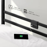 YITAHOME Canopy Bed Frame King, Four Poster Bed with Charge Station & Star-Shaped LED Light, 14 Inch Platform with Built-in Headboard Strong Metal Slat Mattress Support, No Box Spring Needed, Black YITAHOME