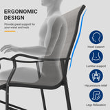 UDPATIO Patio Chairs Bar Stools Set of 4,Outdoor Bar Height Chairs with High Back and Armrest,Metal Frame and Breathable Textilene for Balcony,Pool,Deck,Garden(Grey White) UDPATIO