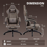 Dowinx Gaming Chair Breathable PU Leather Gamer Chair with Pocket Spring Cushion, Ergonomic Computer Chair with Massage Lumbar Support,Adjustable Swivel Task Chair with Footrest(Brown) Dowinx