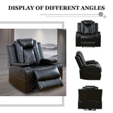 Plithzy Leather Power Recliner Sofa Set with LED, Living Room Furniture Set, Leather Sofa Set with USB Port Storage Console Cup Holder (Power Reclining Sofa Set, Black) Plithzy