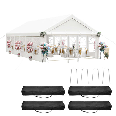 DWVO 20x40ft Party Tent Heavy Duty Outdoor Wedding Event Shelters Upgraded Galvanized Canopy with Large White Roof, Removable Sidewalls & 4 Storage Bags