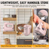 GUALIU Electric Hand Mixer with Stainless Steel Whisk, Dough Hook Attachment and Storage Bag, Handheld Mixer for Baking Cakes, Eggs, Cream Food Mixers. Turbo Boost /5 Speed Kitchen Blender PINK GUALIU