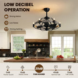 MOOONICHE 27'' Farmhouse Cage Ceiling Fan with Light Remote Control, Ash Brown Rustic Ceiling Fan with Lights,Vintage Chandelier Fan for Kitchen Dining Room Living Room MOOONICHE
