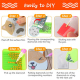 JUNIPLTER 6 PCS Cat Diamond Painting Coasters Kits with Double Tools, DIY Diamond Art Kits for Adults Kids Beginners, Cat Diamond Art Coasters Non-Slip & Heat Insulation, Perfect Holiday Gift JUNIPLTER