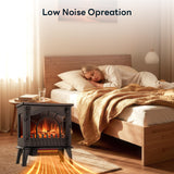 ZAFRO Freestanding Electric Fireplace Stove with Realistic Flame, 5100 BTU Electric Fireplace Heater with Retro Design, 1000W/1500W, Dual Safety Protection for Living Room, Bedroom ZAFRO