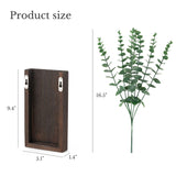 Dahey 2 Pack Wood Wall Planter Vase with Artificial Eucalyptus Farmhouse Wall Hanging Decor Pocket Planter for Indoor Fake Plants Greenery, Living Room Bedroom Kitchen Home Office Decoration Dahey