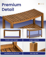 Upolana Teak Shower Bench, 32" Solid Wood Shower Stool for Inside Shower to Sit On, Wooden Bathroom Shower Seat Waterproof Upolana