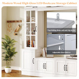 AMERLIFE 98" W Wall Unit TV Stand with Storage for TVs up to 80", Modern TV Console with LED Lights, Entertainment Center with Bookshelves for Living Room, White AMERLIFE