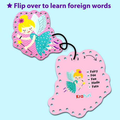 KRAFUN Beginner Unicorn My First Lacing Card Kit for Kids Arts & Crafts, 5 Easy Princess Lacing Projects, Paper Art Craft Cards for Toddlers, Fine Motor Preschool Skills Toys KRAFUN