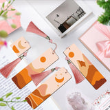 JOOZ 4 Pack Easy Paint by Numbers Kit for Adults, Wood Bookmarks Paint by Numbers for Book Lovers, DIY Mountain Sunset Moon Oil Painting by Number Bookmarks with Tassel for Gift 7x2 Inch JOOZ