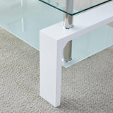 Kebynti Coffee Table - Rectangle Glass Coffee Table with Simple and Classical Inspired Design, Easy Assembly for Modern Living, 39.5 * 23.5 * 17.5 inches (White) Kebynti