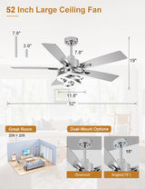 Curve Curio 52" Ceilling Fan with Light Chandelier Fan Modern DC Motor Dimmable Led Fandelier Ceiling Fan with Light for Bedroom, Living Room Curve Curio