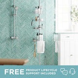 Zenna Home Tension Pole Shower Caddy Corner Organizer, Adjustable Standing Shower Caddy with 4 Baskets and Built in Towel Bar, Rust Resistant Bathroom Tension Rod Organizer, 60 to 97 Inch, Chrome Zenna Home