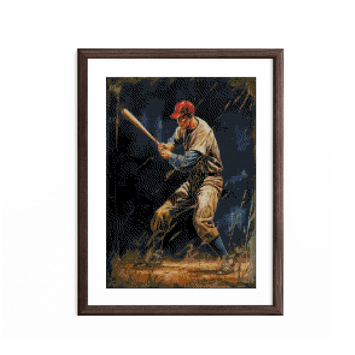 Baseball Player 5D Diamond Art DIY Paint with Full Drill Round Diamond Gems Painting by Number Kits for Adults Art Craft Home Wall Decor 11.8x15.8in WoodArtSupply